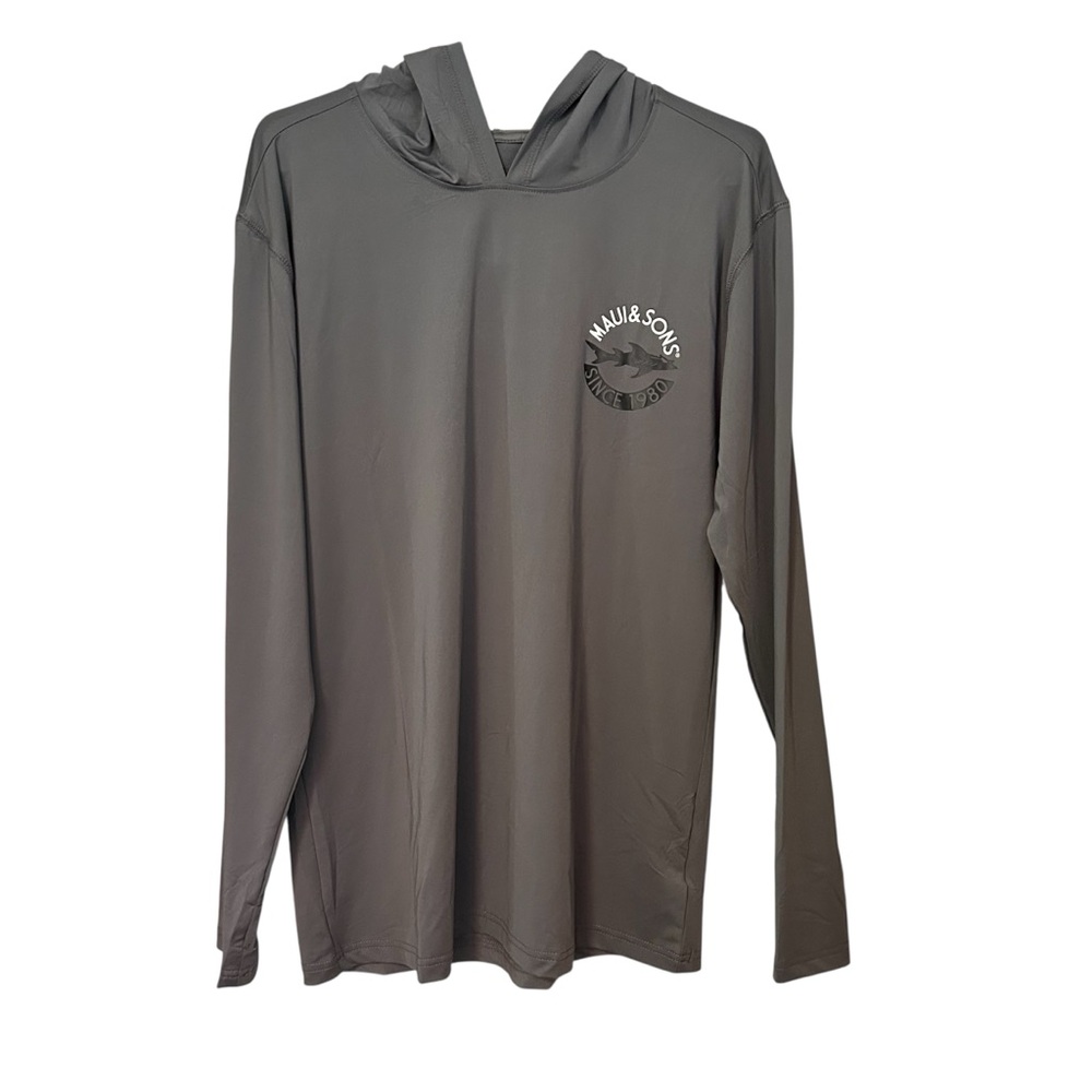 NWT Maui & Sons Gray Long Sleeve Pullover Hoodie Logo Size Small